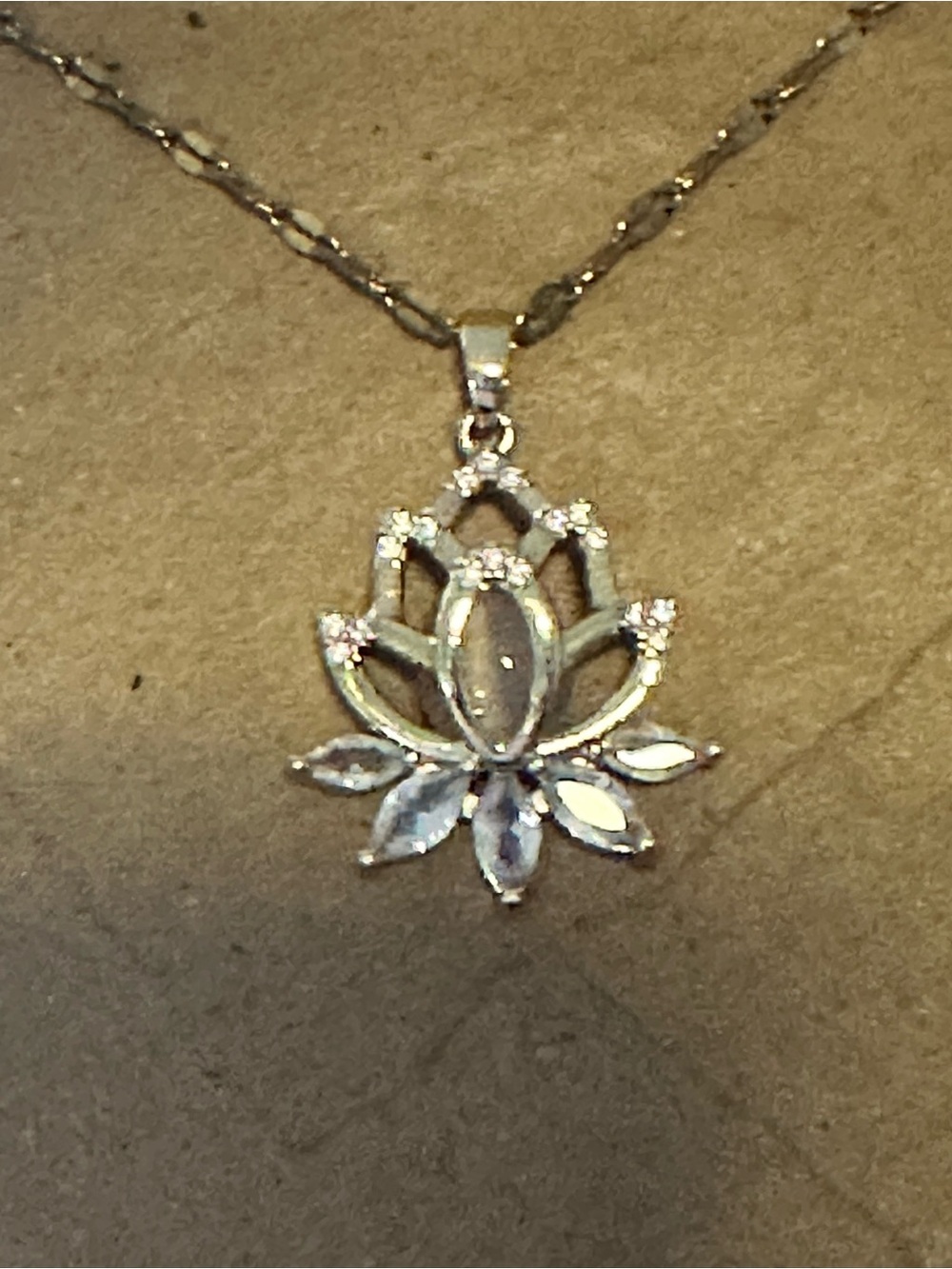 Gold Lotus Crystal Pendant Necklace - Elegant Women’s Jewelry